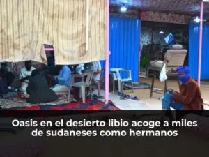 Refugiados sudaneses en oasis libio